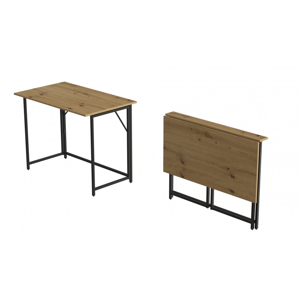 Стол раскладной Морис Ferrum-decor 750x1000x600 Черный металл ДСП Дуб Артизан 16 мм (FRD-104674)