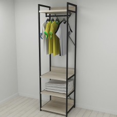 Шафа Гардероб Уні секція 3 серії Конект Ferrum-decor 220x60x50см Чорний метал ДСП Дуб Сонома 32 мм (FRD-104525)