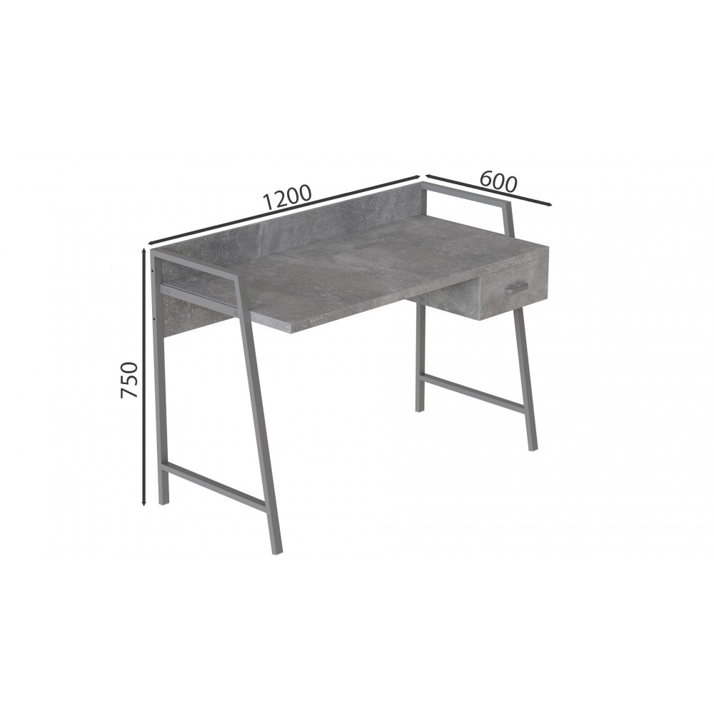Письменный стол Ferrum-decor Комфорт 750x1200x600 Серый металл ДСП Бетон 32 мм (FRD-103456)