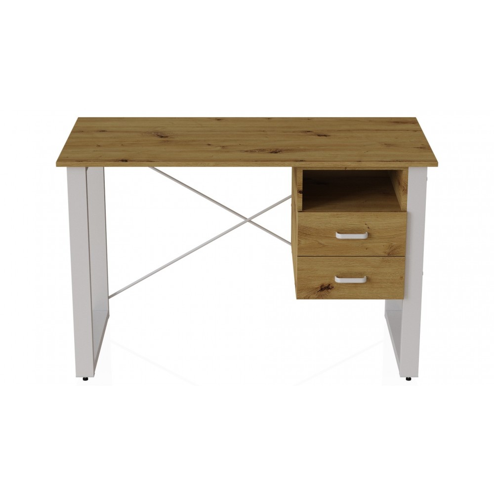 Письменный стол с ящиками Ferrum-decor Оскар 750x1400x600 металл Белый ДСП Дуб Артизан 16 мм (FRD-103246)