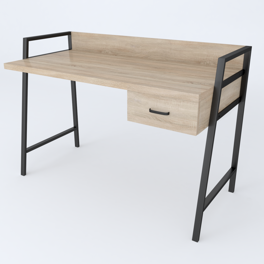 Письменный стол Ferrum-decor Комфорт 750x1200x600 Черный металл ДСП Дуб Сонома 32 мм (FRD-103446)