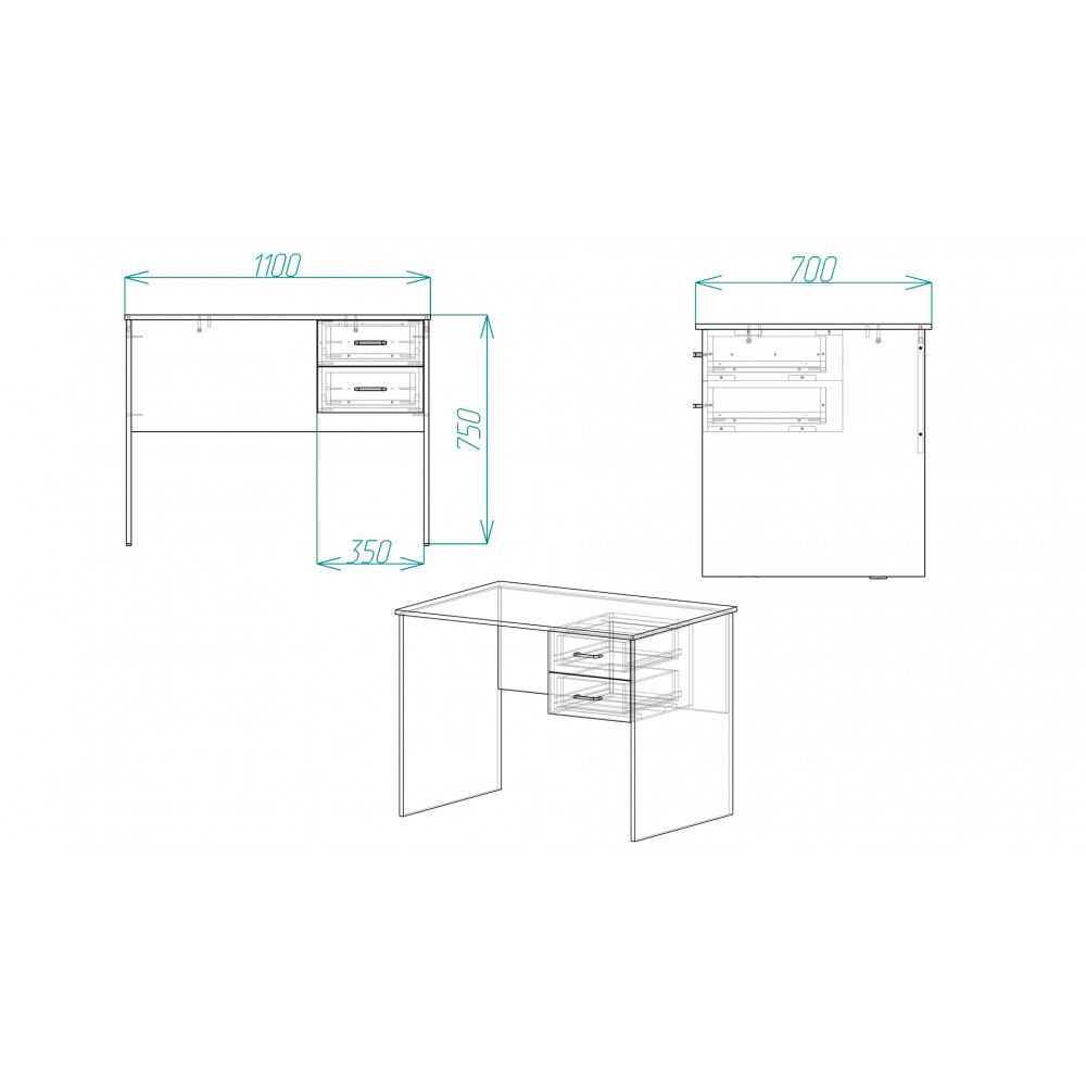 Стол компьютерный Винсент Ferrum-decor 750x1100x700 ДСП Белое 16 мм (FRD-104806)