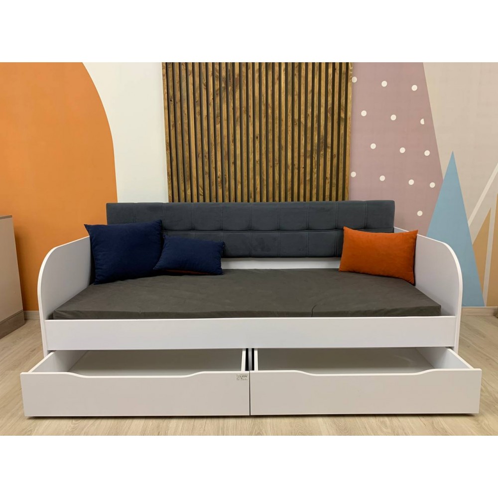 Дитяче односпальне ліжко LION Л-7 з шухлядами та ламелями 90x200 см Дуб артизан (LION-041090)