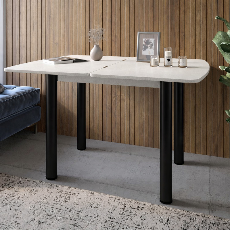 Обідній стіл розкладний LION Нота чорні ніжки Бетон Style 60x90/90x120 (LION-045134)