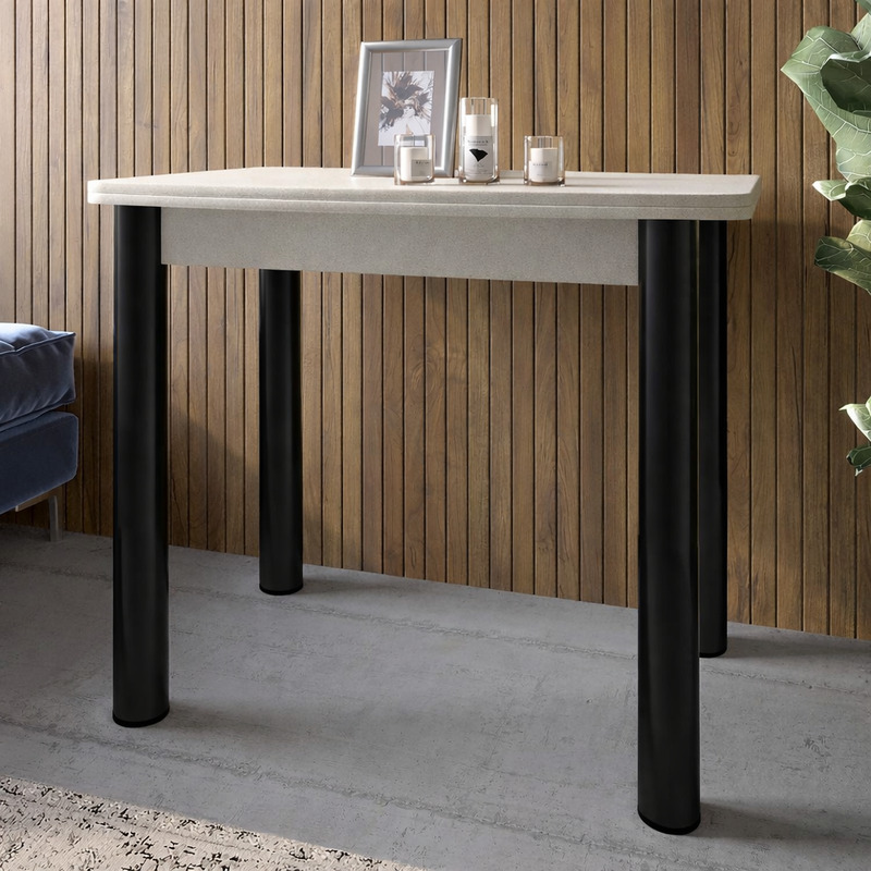 Обідній стіл розкладний LION Нота чорні ніжки Бетон Style 60x90/90x120 (LION-045134)