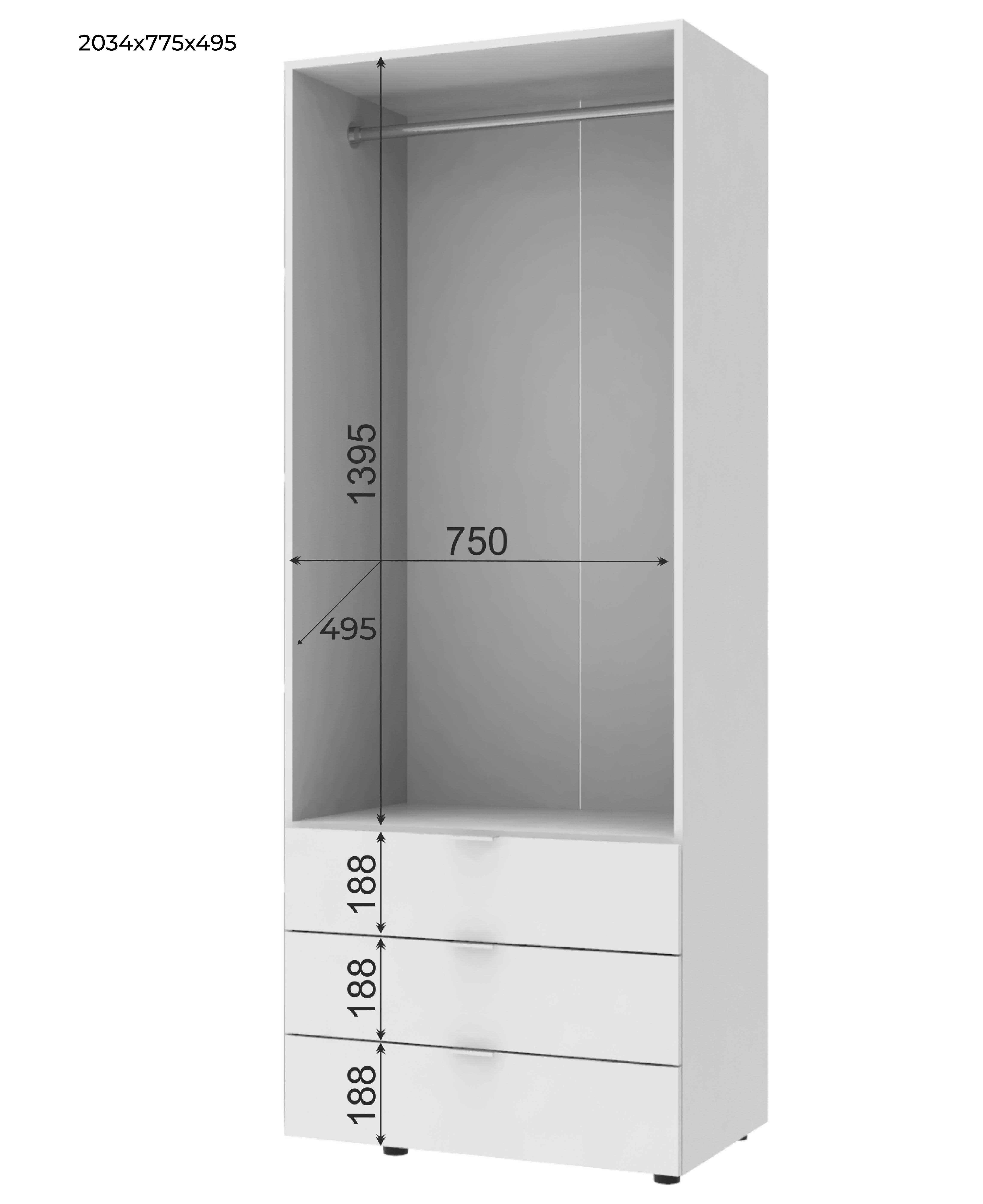 Комплект шаф для одягу Doros Гелар (2 шт.) 232,5х49,5х203,4 см Графіт (DRS-011119)