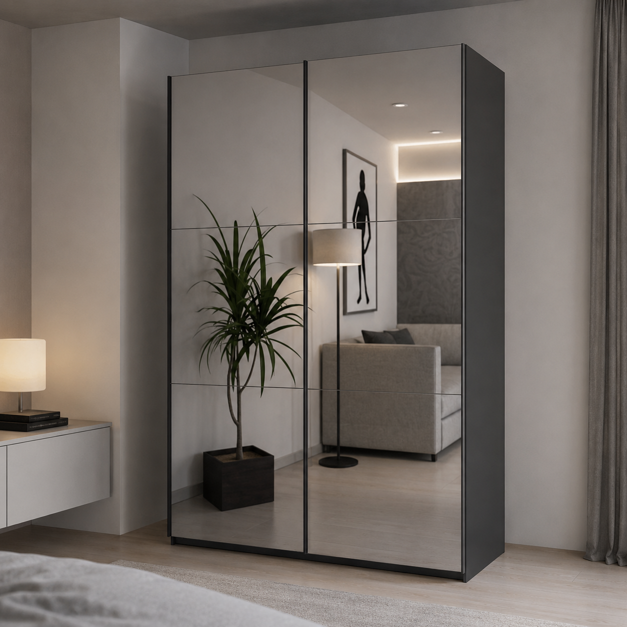 Шафа купе Doros G-Caiser Антрацит 2 Дзеркала / 3 частини 160х60х240 (42005409) (DRS-012242)