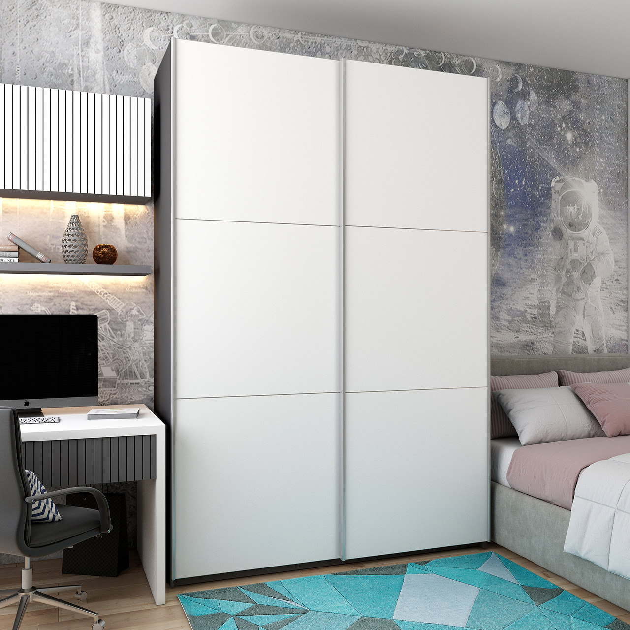 Шафа купе Doros G-Caiser Антрацит/Білий 2 ДСП / 3 частини 160х60х240 (42005410) (DRS-012243)