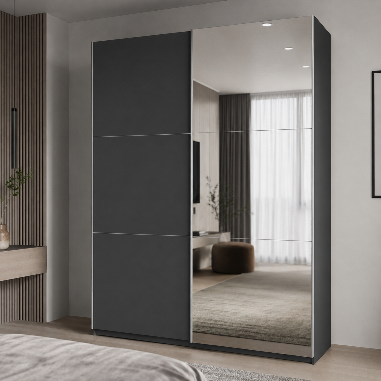 Шафа купе Doros G-Caiser Антрацит/Антрацит 1 ДСП / 1 дзеркало / 3 частини 160х60х240 (42005411) (DRS-012244)