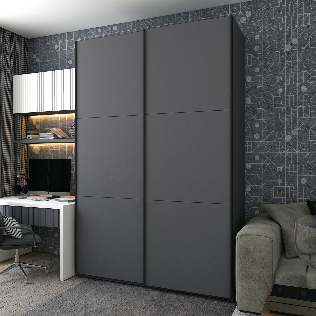 Шафа купе G-Caiser Антрацит/Антрацит 2 ДСП / 3 частини 160х60х240 (42005412) (DRS-012245)