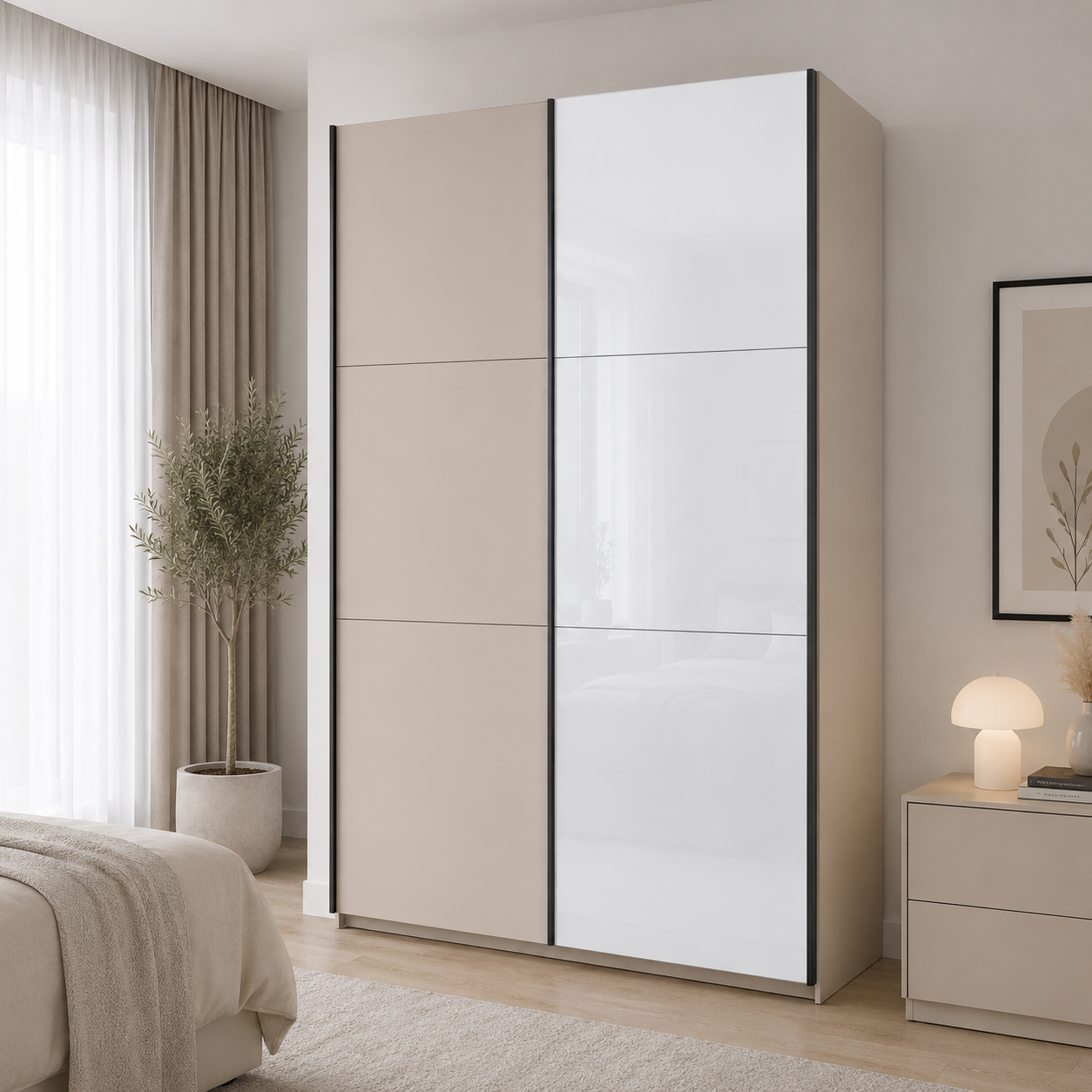 Шафа купе Doros G-Caiser Кашемір/Білий 1 ДСП/1 скло 3 частини 180х60х240 (42005322) (DRS-012236)