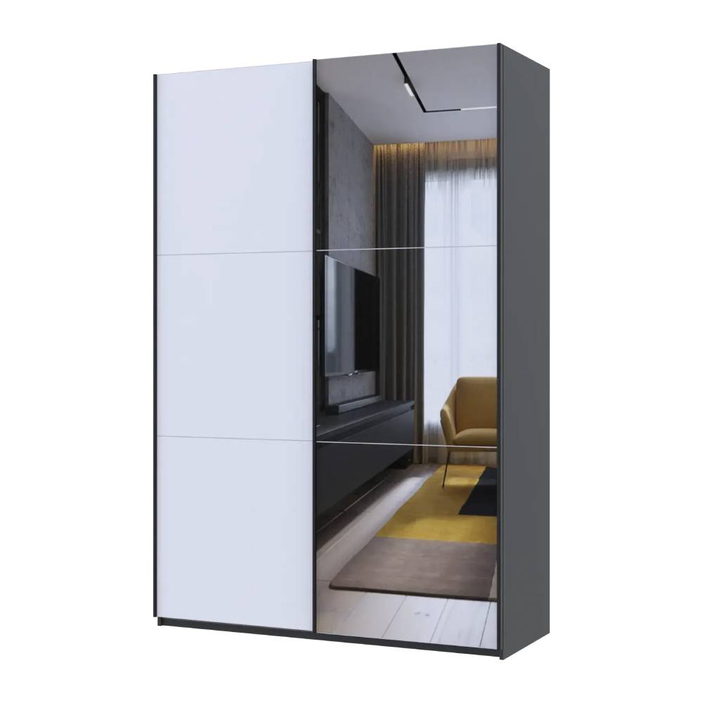 Шафа купе Doros G-Caiser Антрацит/Білий 1 ДСП / 1 дзеркало / 3 частини 160х60х240 (42005415) (DRS-012248)