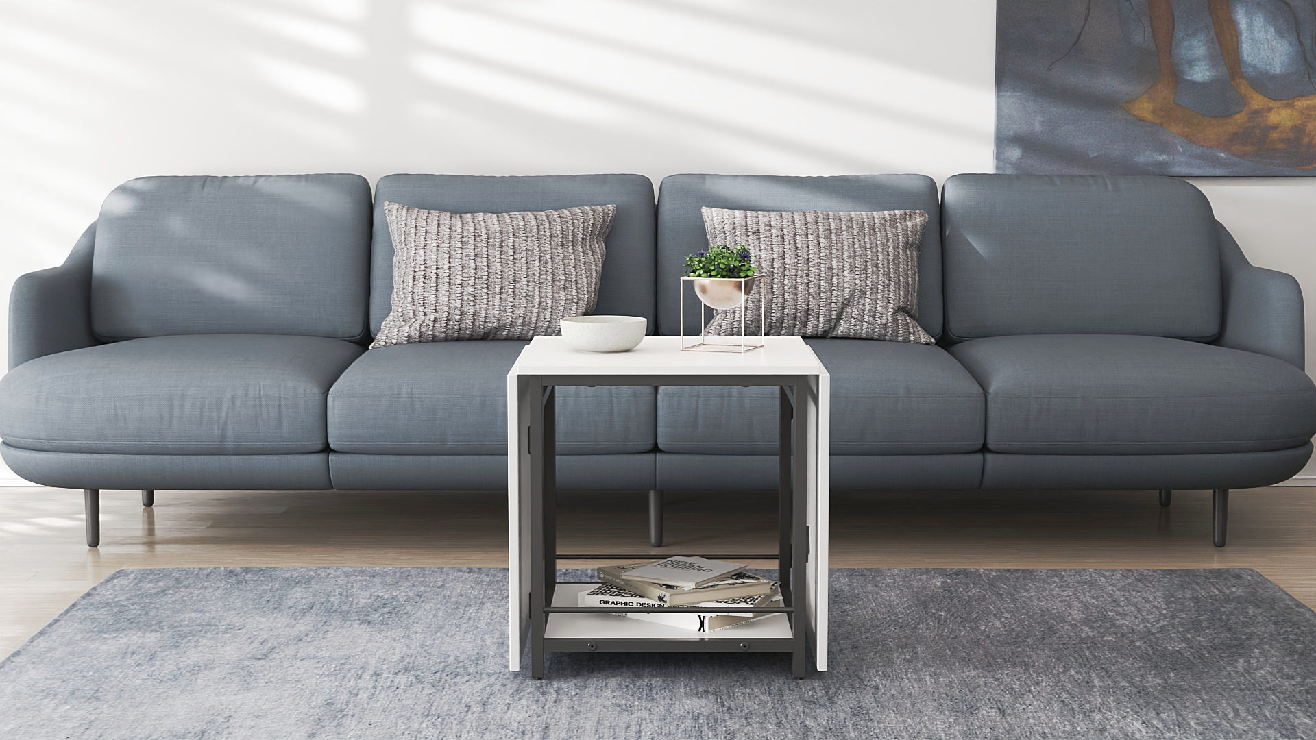 Стіл журнальний трансформер Куб Комбо Ferrum-decor 540x532x500 Чорний метал ДСП Біле 16 мм (FRD-105150)